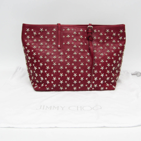 Jimmy Choo Sasha Women's Leather Studded Handbag,Tote Bag Dark Red - Picture 15 of 15